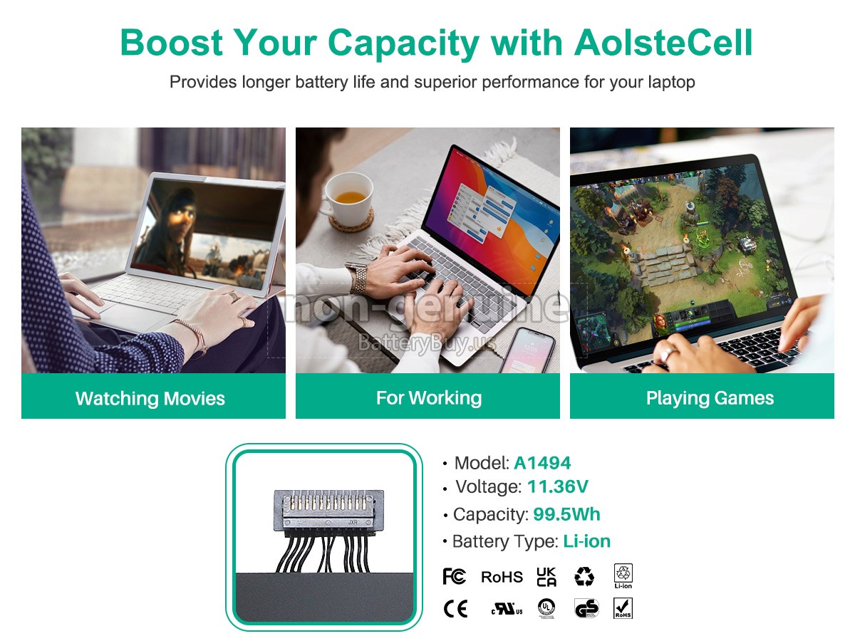 battery for Apple MacBook Pro 15.4 inch Retina A1398(Late 2013)