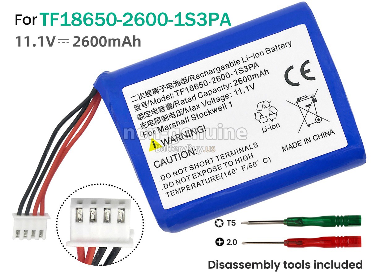 battery for Marshall TF18650-2600-1S3PA