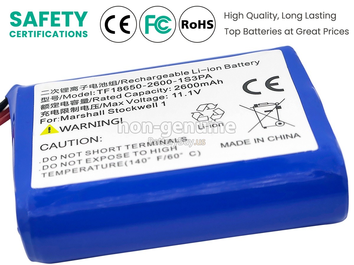battery for Marshall TF18650-2600-1S3PA