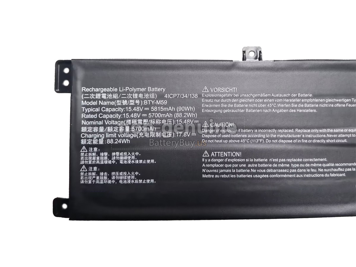battery for MSI CROSSHAIR 17 HX D14VFKG-063TW